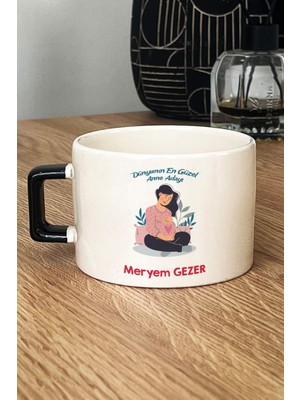 Hedizu Kişiye Özel Hamile Anne Adayı Lüks Fincan Siyah Anneler Günü Hediyesi
