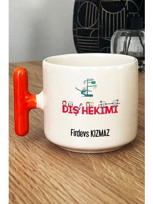 Hedizu Kişiye Özel Diş Hekimi Kupa Bardak T Kulplu Turuncu Diş Hekimleri Günü Hediyesi