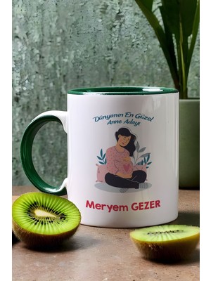 Hedizu Kişiye Özel Hamile Anne Adayı Kupa Bardak Yeşil Anneler Günü Hediyesi