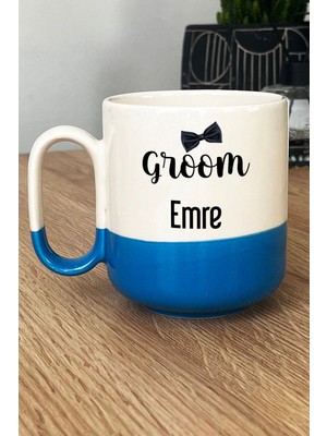 Hedizu Kişiye Özel Groom Pro Kupa Bardak Mavi Söz Nişan Düğün Hediyesi