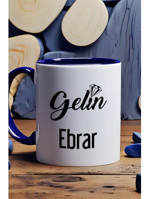 Hedizu Kişiye Özel Gelin Kupa Bardak Lacivert Nişan Düğün Söz Isteme Hediyesi