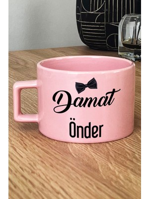 Hedizu Kişiye Özel Damat Pastel Fincan Pembe Düğün Nişan Söz Hediyesi