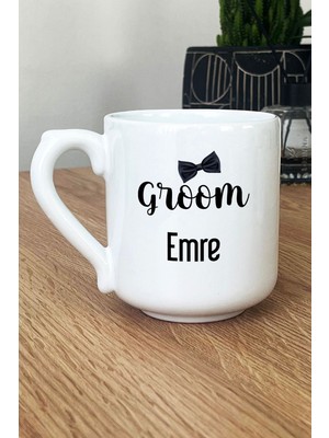 Hedizu Kişiye Özel Groom Kupa Bardak Oval Söz Nişan Düğün Hediyesi