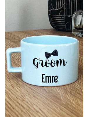 Hedizu Kişiye Özel Groom Pastel Fincan Mavi Söz Nişan Düğün Hediyesi
