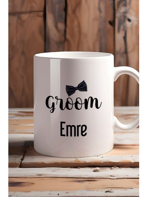 Hedizu Kişiye Özel Groom Kupa Bardak Beyaz Söz Nişan Düğün Hediyesi