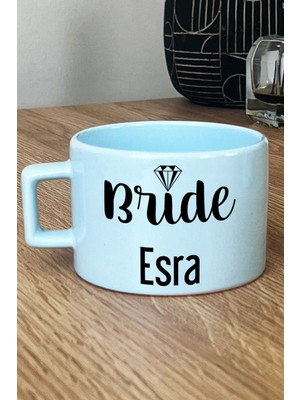 Hedizu Kişiye Özel Bride Pastel Fincan Mavi Söz Nişan Düğün Hediyesi