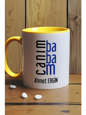 Hedizu Kişiye Özel Canım Babam Kupa Bardak Sarı Babalar Günü Doğum Günü Hediyesi