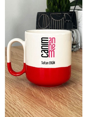 Hedizu Kişiye Özel Canım Annem Pro Kupa Bardak Kırmızı Anneler Günü Doğum Günü Hediyesi