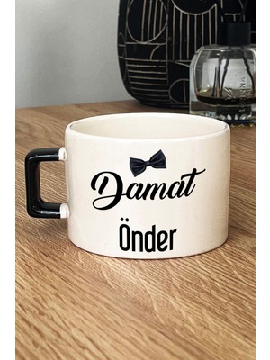Hedizu Kişiye Özel Damat Lüks Fincan Siyah Düğün Nişan Söz Hediyesi