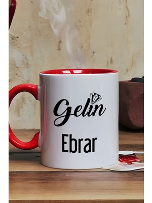 Hedizu Kişiye Özel Gelin Kupa Bardak Kırmızı Nişan Düğün Söz Isteme Hediyesi