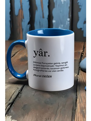 Hedizu Kişiye Özel Sevgiliye Hediye Kupa Bardak Mavi Sevgililer Günü Yıl Dönümü Hediyesi