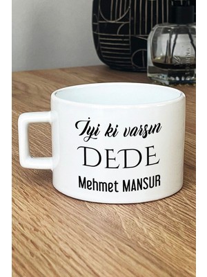 Hedizu Kişiye Özel Iyi Ki Varsın Dede Lüks Fincan Beyaz  Babalar Günü Hediyesi
