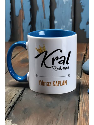 Hedizu Kişiye Özel Kral Babam Kupa Bardak Mavi Babaya Doğum Günü Hediyesi