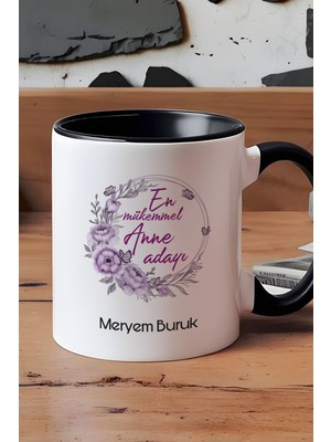 Hedizu Kişiye Özel En Mükemmel Anne Adayı Kupa Bardak Siyah Hamileye Hediye