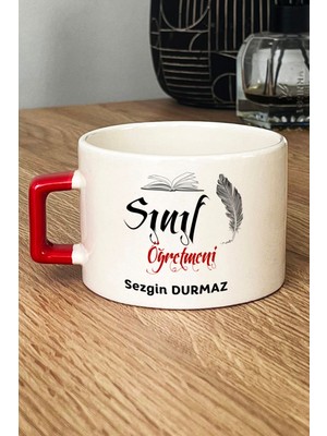 Hedizu Kişiye Özel Erkek Sınıf Öğretmeni Lüks Fincan Kırmızı Öğretmenler Günü Hediyesi