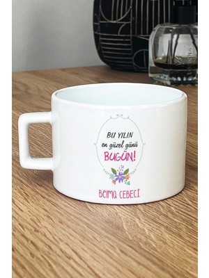 Hedizu Kişiye Özel Doğum Günü Hediyesi Lüks Fincan Beyaz  Yılın En Güzel Günü