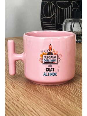 Hedizu Kişiye Özel Bilgisayar Öğretmeni -2- Pastel T Kulplu Kupa Bardak Pembe Öğretmenler Günü Hediyesi