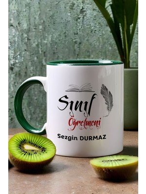 Hedizu Kişiye Özel Erkek Sınıf Öğretmeni Kupa Bardak Yeşil Öğretmenler Günü Hediyesi