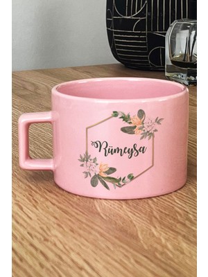 Hedizu Kişiye Özel Çiçekli Isme Özel Pastel Fincan Pembe Arkadaşa Kardeşe Anneye Ablaya Hediye