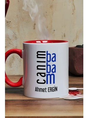 Hedizu Kişiye Özel Canım Babam Kupa Bardak Kırmızı Babalar Günü Doğum Günü Hediyesi