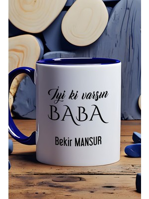 Hedizu Kişiye Özel Iyi Ki Varsın Baba Kupa Bardak Lacivert Babalar Günü Hediyesi
