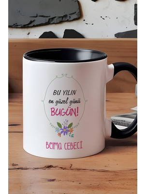 Hedizu Kişiye Özel Doğum Günü Hediyesi Kupa Bardak Siyah Yılın En Güzel Günü