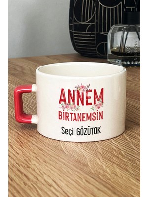 Hedizu Kişiye Özel Annem Birtanemsin Lüks Fincan Turuncu Doğum Günü Hediyesi