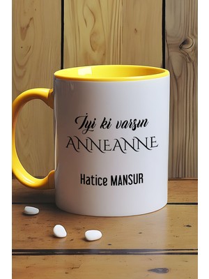 Hedizu Kişiye Özel Iyi Ki Varsın Anneanne Kupa Bardak Sarı Anneler Günü Hediyesi