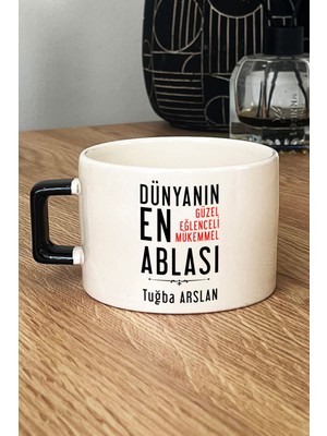 Hedizu Kişiye Özel Abla Lüks Fincan Siyah Ablaya Doğum Günü Hediyesi