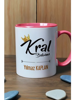 Hedizu Kişiye Özel Kral Babam Kupa Bardak Pembe Babaya Doğum Günü Hediyesi
