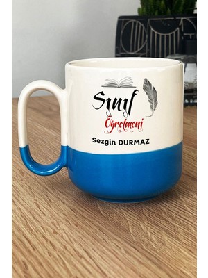 Hedizu Kişiye Özel Erkek Sınıf Öğretmeni Pro Kupa Bardak Mavi Öğretmenler Günü Hediyesi