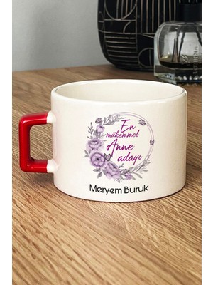Hedizu Kişiye Özel En Mükemmel Anne Adayı Lüks Fincan Kırmızı Hamileye Hediye