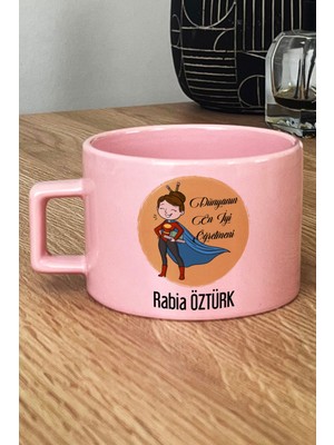 Hedizu Kişiye Özel Kadın Öğretmenler Günü Hediyesi Pastel Fincan Pembe