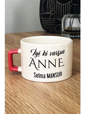 Hedizu Kişiye Özel Iyi Ki Varsın Anne Lüks Fincan Turuncu Anneler Günü Hediyesi