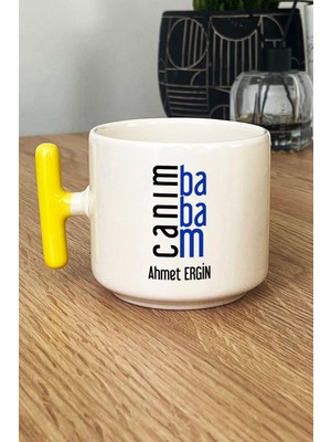 Hedizu Kişiye Özel Canım Babam Kupa Bardak T Kulplu Sarı Babalar Günü Doğum Günü Hediyesi
