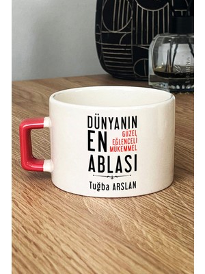 Hedizu Kişiye Özel Abla Lüks Fincan Turuncu Ablaya Doğum Günü Hediyesi