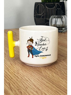 Hedizu Kişiye Özel Kadın Sınıf Öğretmeni Kupa Bardak T Kulplu Sarı Öğretmenler Günü Hediyesi
