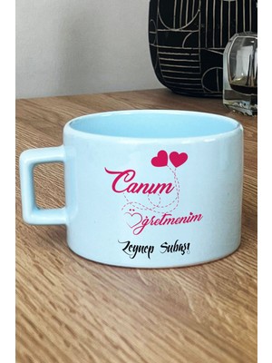 Hedizu Kişiye Özel Sınıf Öğretmeni -4- Pastel Fincan Mavi Öğretmenler Günü Hediyesi