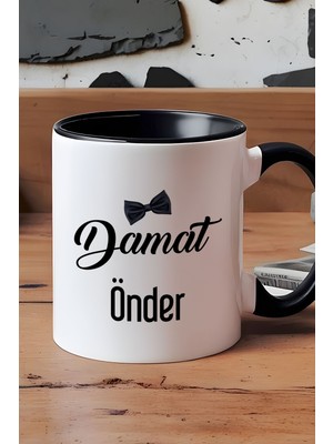 Hedizu Kişiye Özel Damat Kupa Bardak Siyah Düğün Nişan Söz Hediyesi