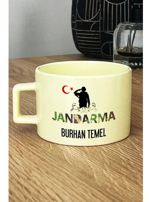 Hedizu Kişiye Özel Jandarma Asker Pastel Fincan Sarı Jandarmalar Günü Hediyesi