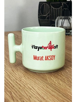 Hedizu Kişiye Özel Fizyoterapist Pastel T Kulplu Kupa Bardak Yeşil Isme Özel Tıp Bayramı Hediyeleri