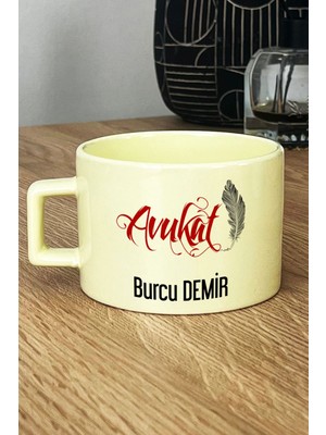 Hedizu Kişiye Özel Avukat Pastel Fincan Sarı Avukatlar Günü Hediyesi