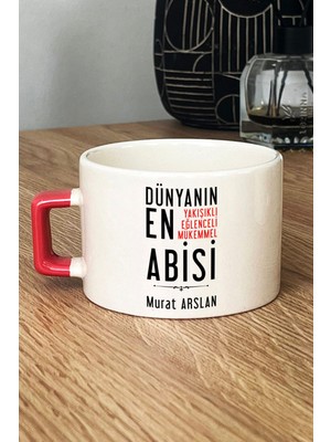 Hedizu Kişiye Özel Abi Lüks Fincan Turuncu Ağabeye Babalar Günü Hediyesi