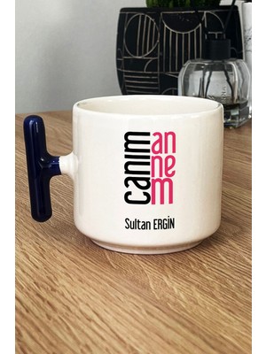 Hedizu Kişiye Özel Canım Annem Kupa Bardak T Kulplu Lacivert Anneler Günü Doğum Günü Hediyesi