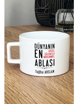 Hedizu Kişiye Özel Abla Lüks Fincan Beyaz  Ablaya Doğum Günü Hediyesi