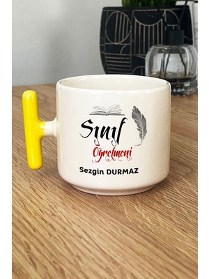 Hedizu Kişiye Özel Erkek Sınıf Öğretmeni Kupa Bardak T Kulplu Sarı Öğretmenler Günü Hediyesi