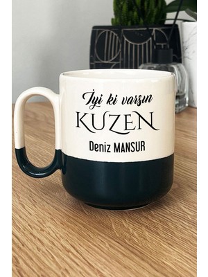 Hedizu Kişiye Özel Iyi Ki Varsın Kuzen Pro Kupa Bardak Siyah Doğum Günü Hediyesi