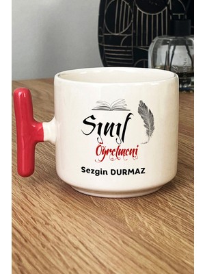 Hedizu Kişiye Özel Erkek Sınıf Öğretmeni Kupa Bardak T Kulplu Pembe Öğretmenler Günü Hediyesi