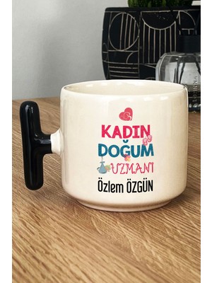 Hedizu Kişiye Özel Kadın Doğum Uzmanı Kupa Bardak T Kulplu Siyah Tıp Bayramı Hediyeleri