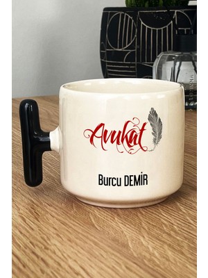 Hedizu Kişiye Özel Avukat Kupa Bardak T Kulplu Siyah Avukatlar Günü Hediyesi